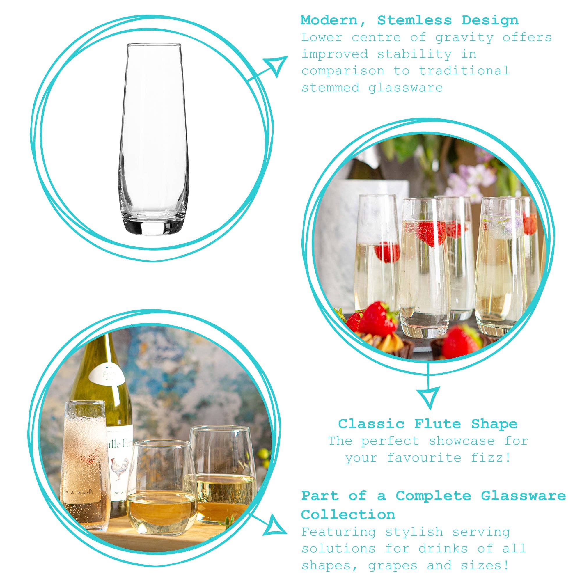 Rinkit Ltd – wholesale Champagne flute – Argon Tableware Corto Stemless Champagne Flute - 230ml5