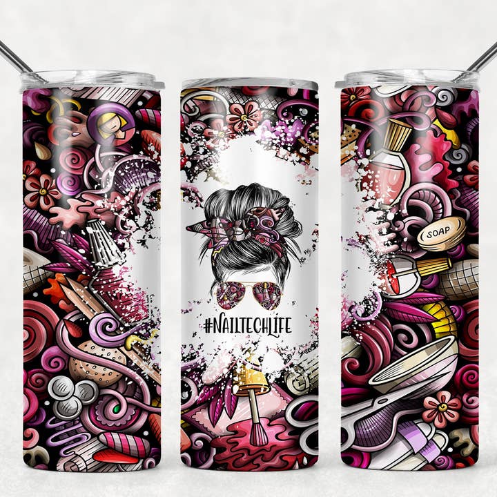 Nail Tech Life messy bun for wholesale by Triple D's Tumblers n More