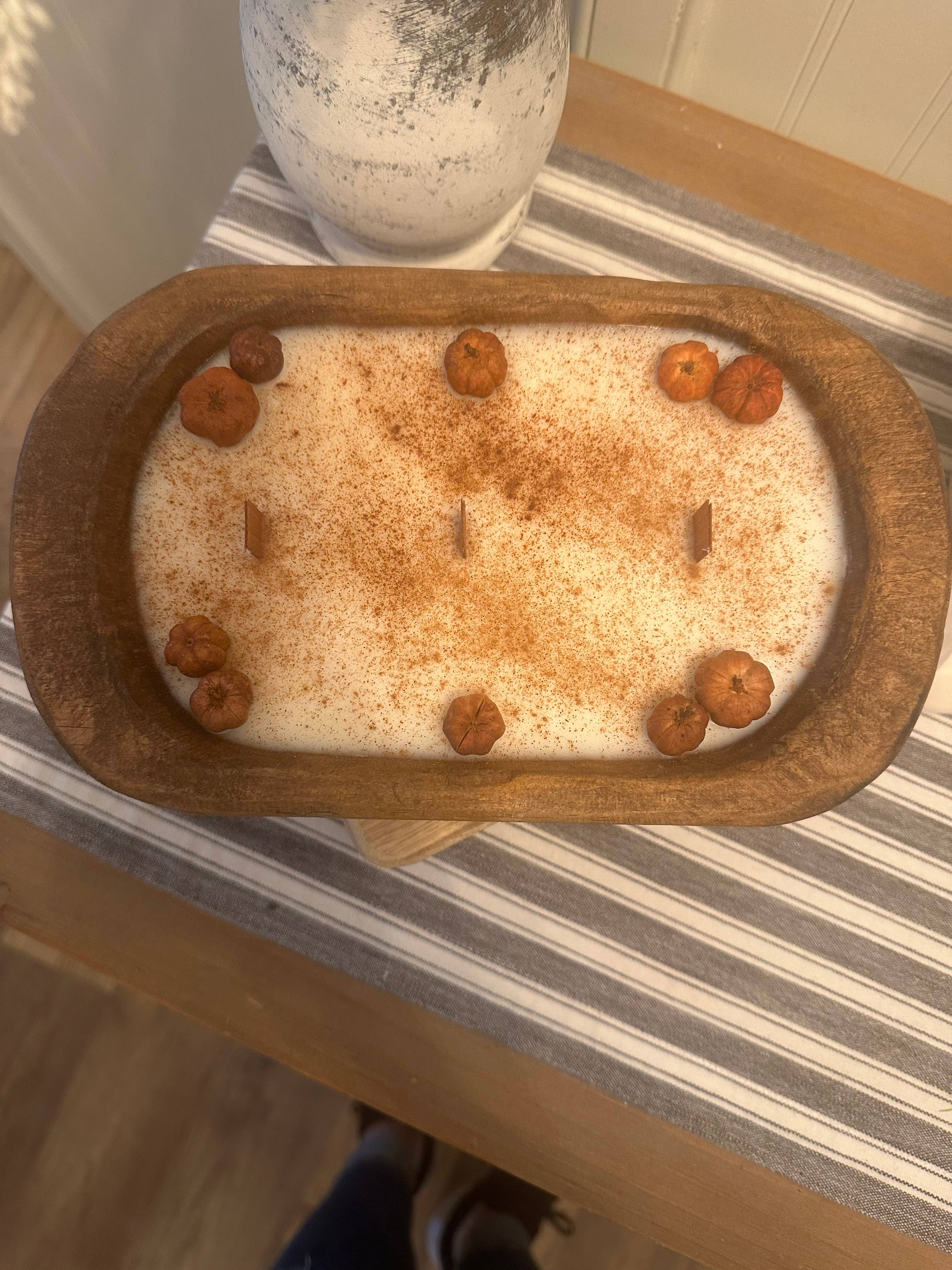 Shells Primitives/No Place Like Home - Wholesale Jar/Filled Candle - Dough Bowl Soy Wax Candle w/ mini pumpkins1