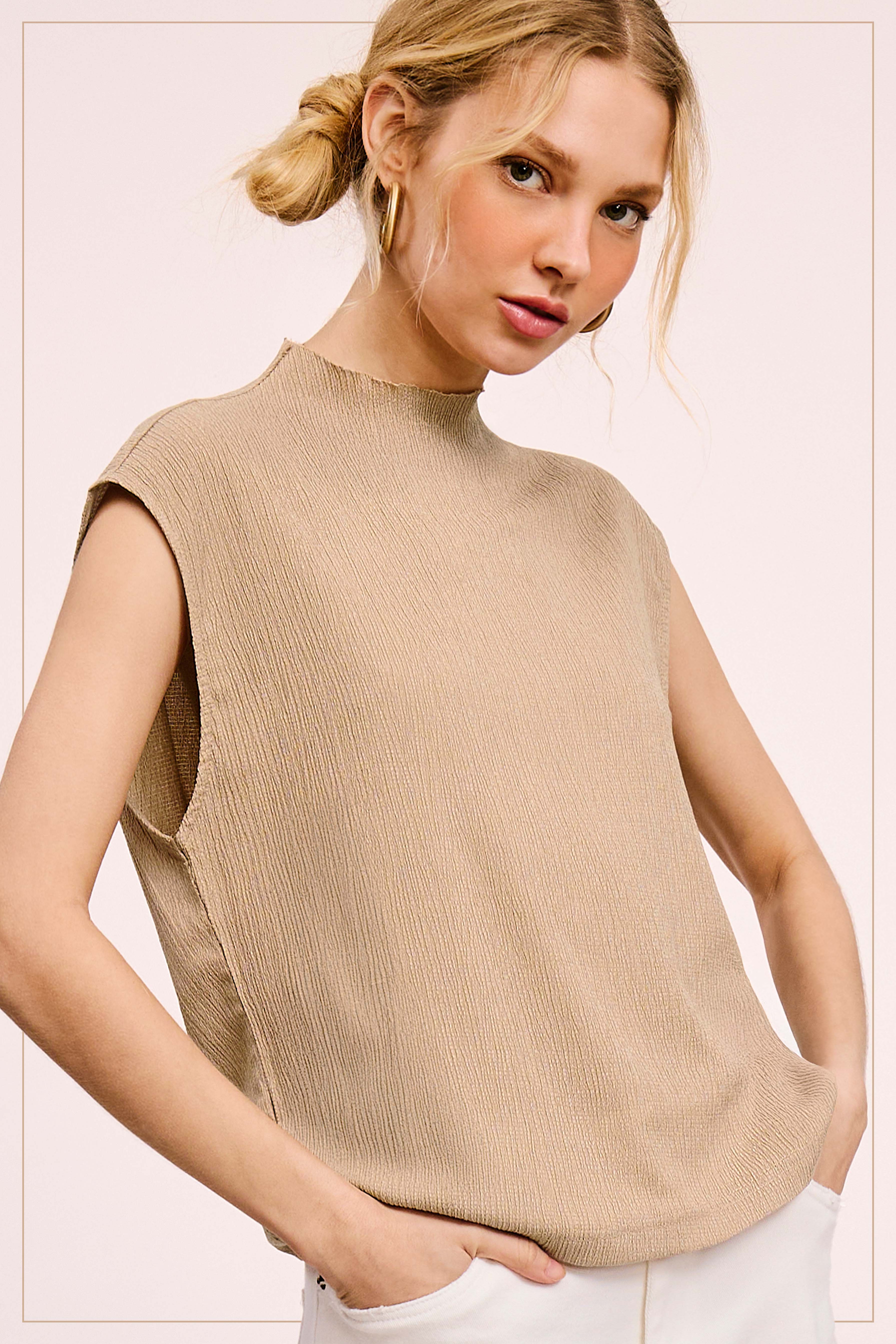 La Miel – Engroshandel Tanktop – Kvinder – HCT7705-elastisk krøllet stof ærmeløs top9