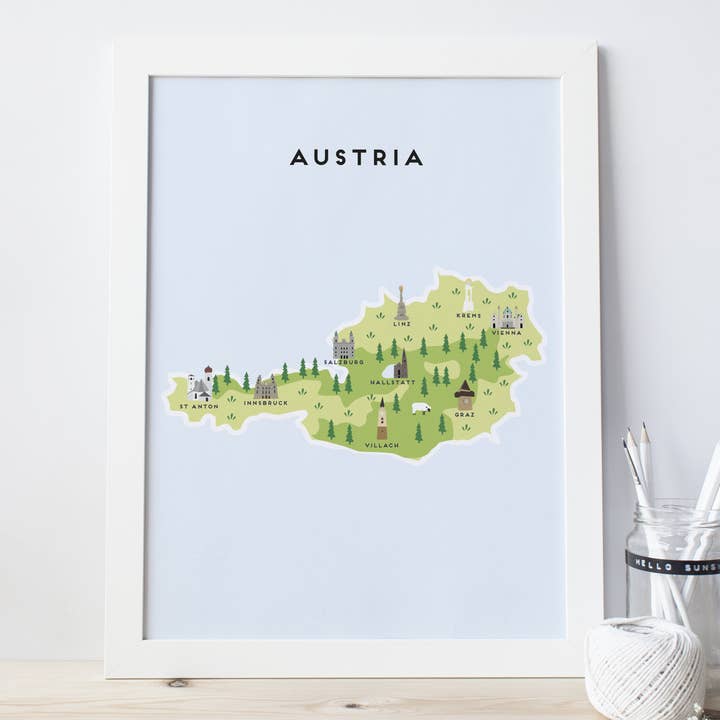 Austria Map for wholesale by Pepper Pot Studios