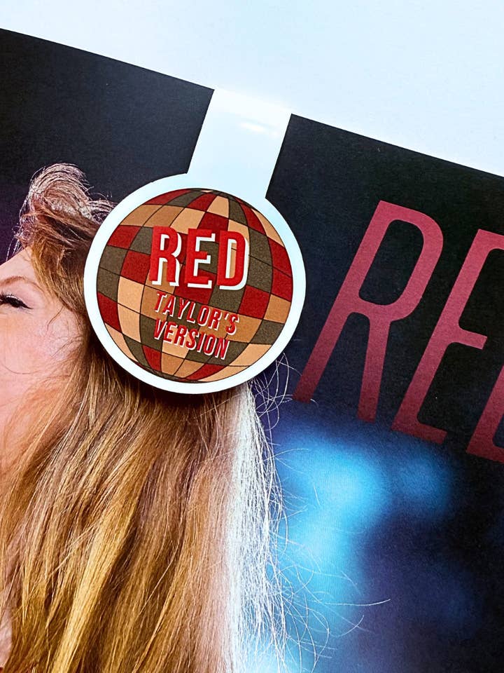 Red Disco Tay inspired magnetic bookmark for wholesale by Typo Lettering Co