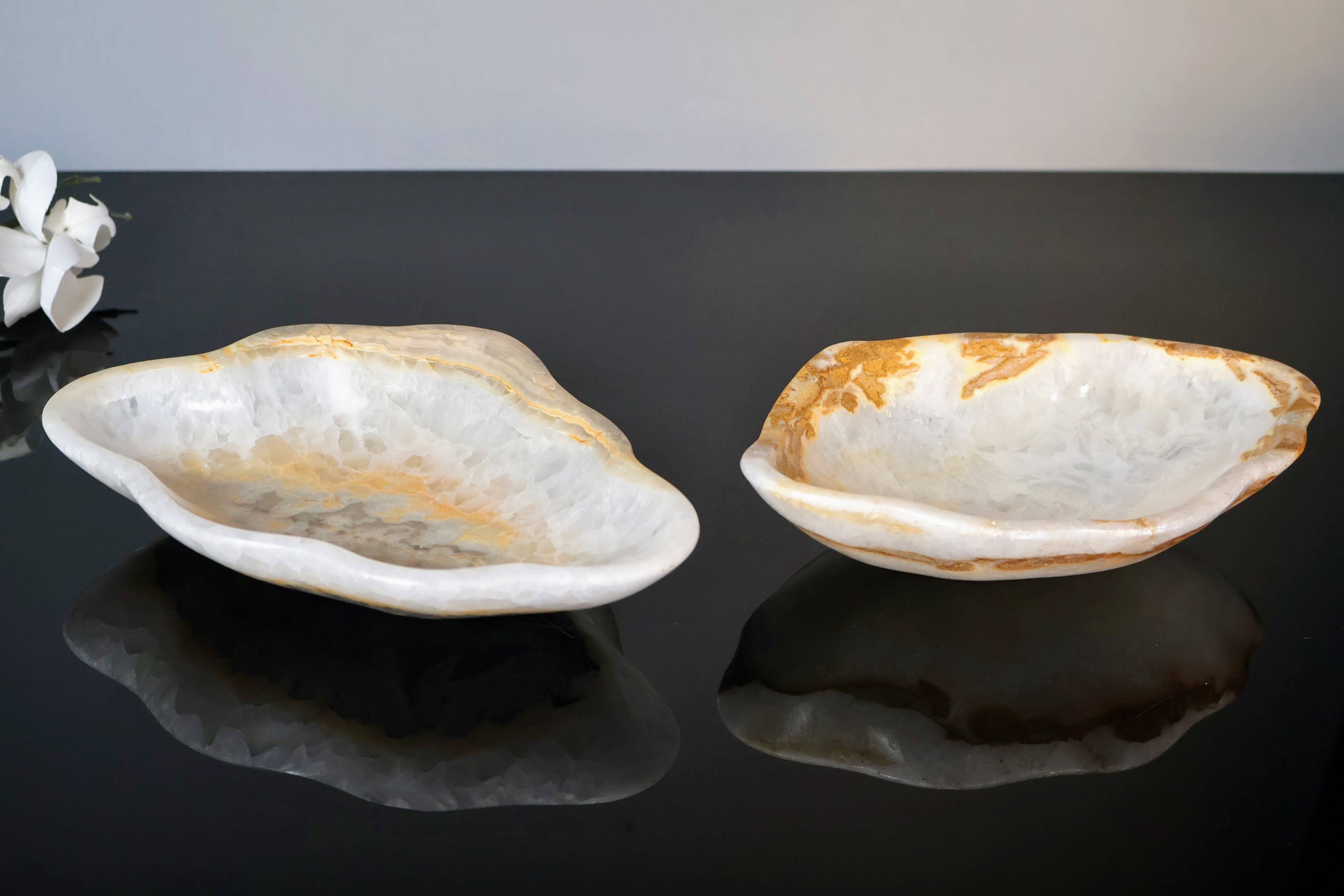 OnyxBowl - Wholesale Jewelry Dish - Delightful Pair of Onyx Stone Trays for Jewelry or Trinkets2