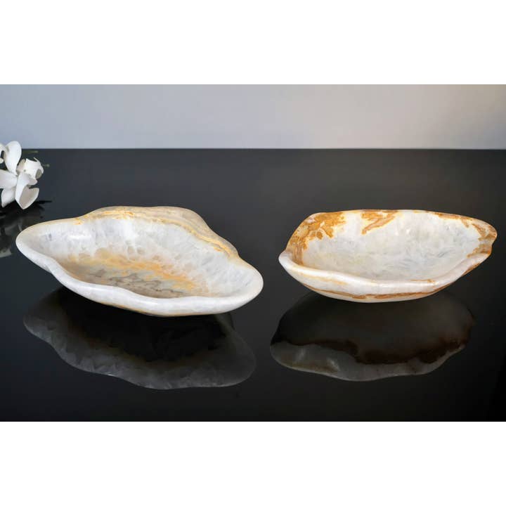 OnyxBowl - Wholesale Jewelry Dish - Delightful Pair of Onyx Stone Trays for Jewelry or Trinkets2
