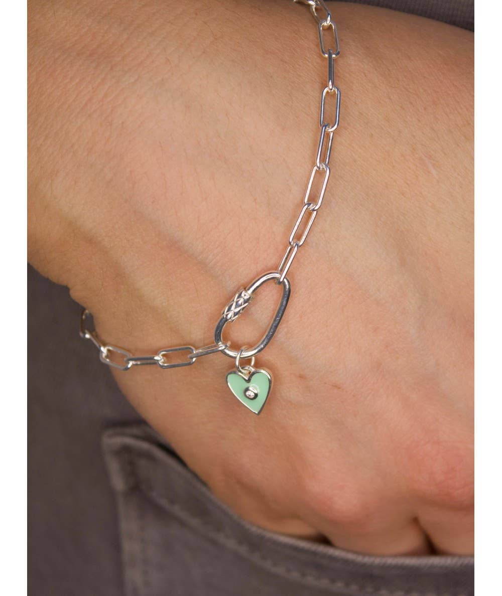 COM FORSA SL - Wholesale Pendant/Charm Necklace - Sterling Silver 925 Mint Enamelled Heart Pendant With Zircon3