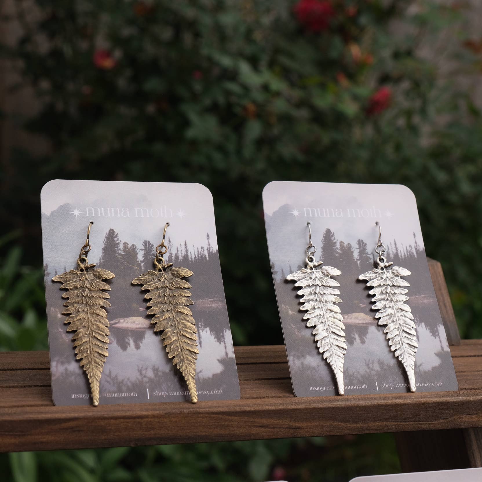 Muna Moth - Vendita all'ingrosso Orecchini pendenti - Orecchini a forma di felce in stile bohemien per uso quotidiano5