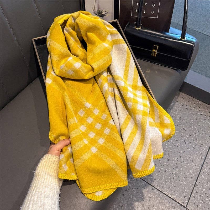 Ekartini – wholesale Halsduk - Dam – Tjock rutig kashmirsjal2