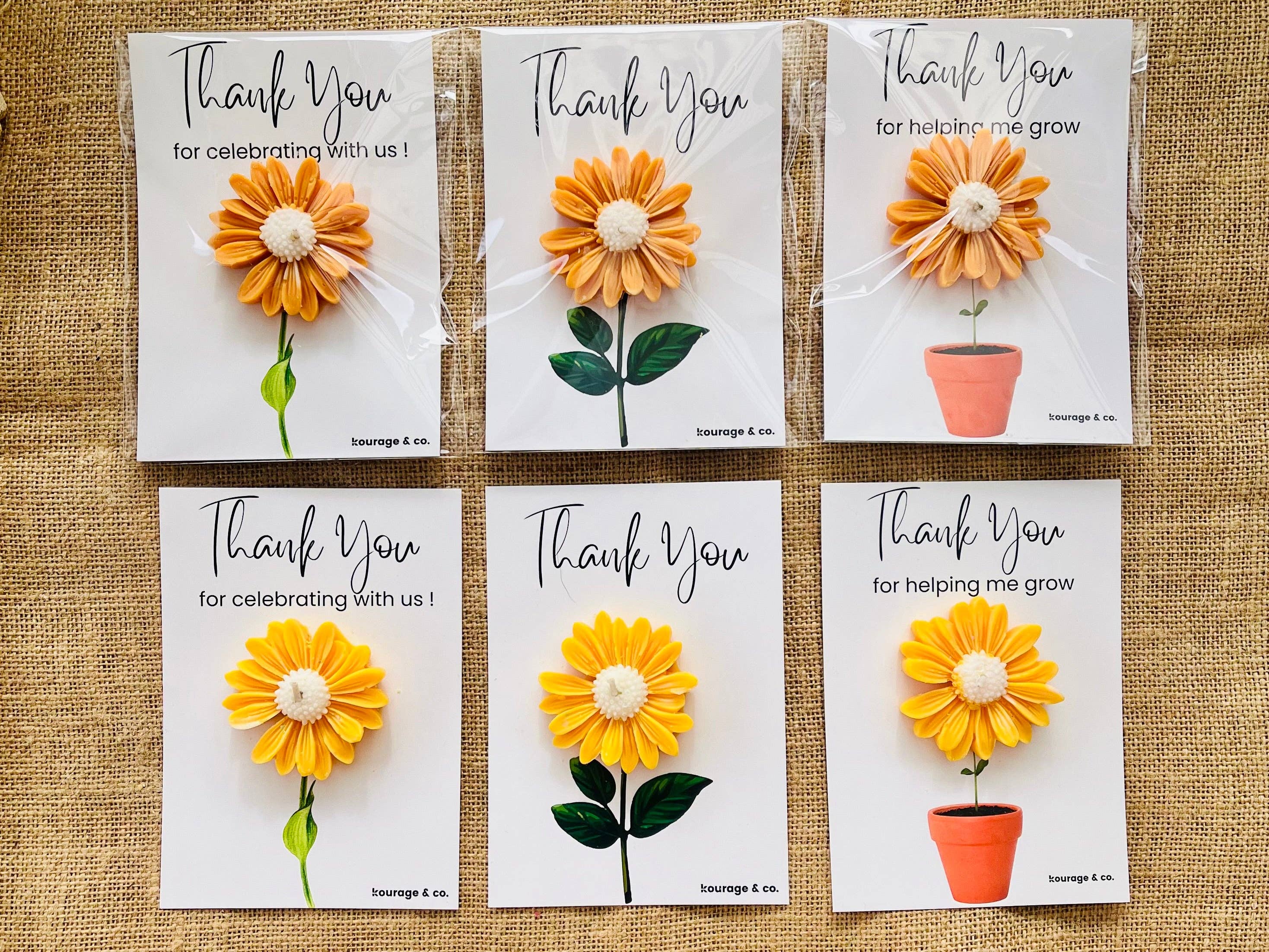 Kourage & co – wholesale Thank you card – Daisy Candle Favour - Thank you Card7