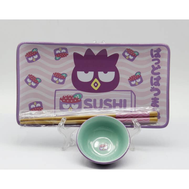 Silver Buffalo - Wholesale Dinnerware Set - Sanrio Badtz Maru Sushi Face Boxed 3pc Ceramic Sushi Set