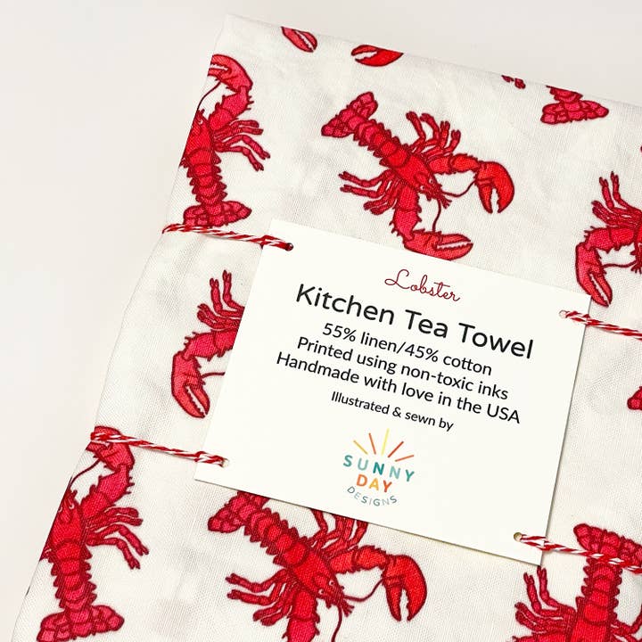 Sunny Day Designs - Wholesale Tea Towel - Lobster Linen/Cotton Tea Towel, Coastal Kitchen Home Decor2