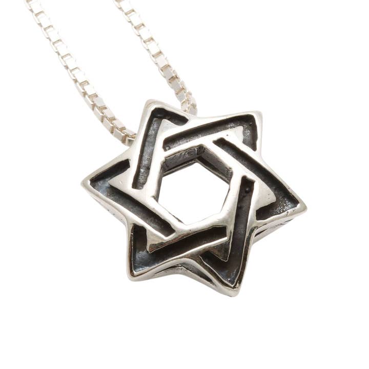 Sterling Silver Woven Star of David Pendant Double Sided for wholesale by Bareket Fine Jewelry