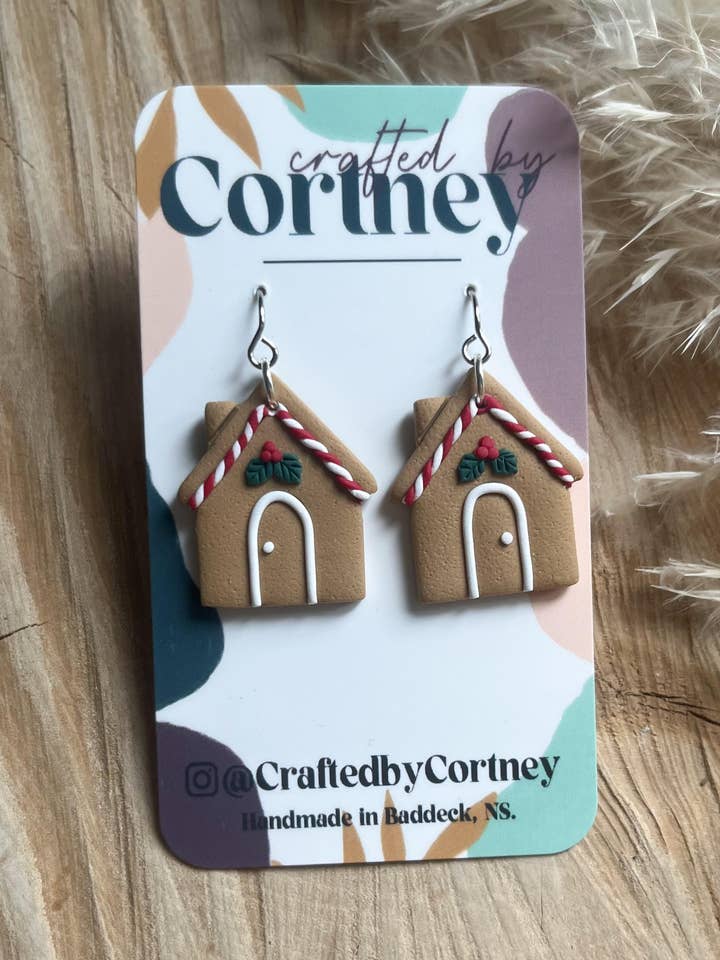 Gingerbread House Dangle earrings for wholesale by Crafted by Cortney