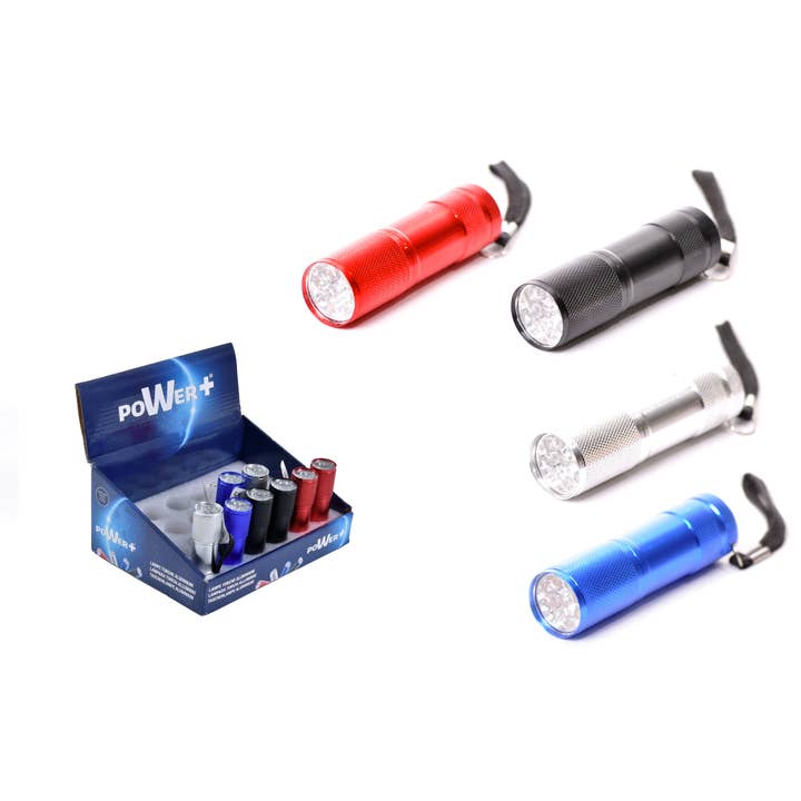 CP INTERNATIONAL - Wholesale Flashlight - Aluminum Flashlight With Batteries 9 LEDs