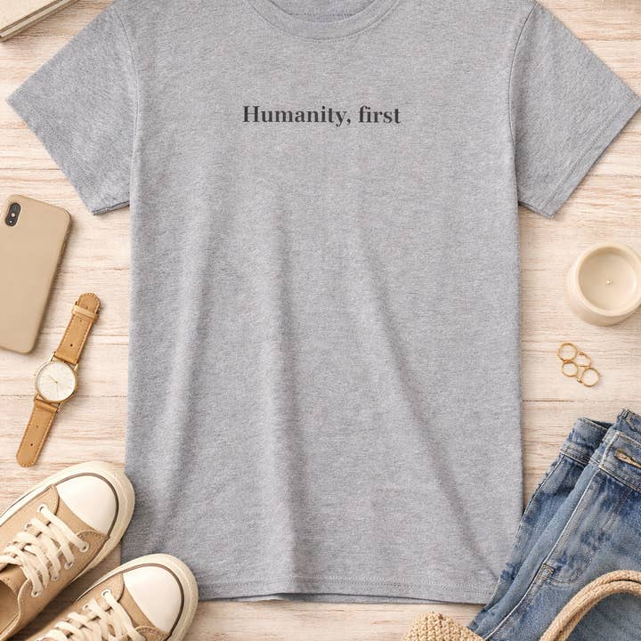 Humanity, First Tee - Minimalist Unisex Cotton Shirt for wholesale by Cray Clothing Company