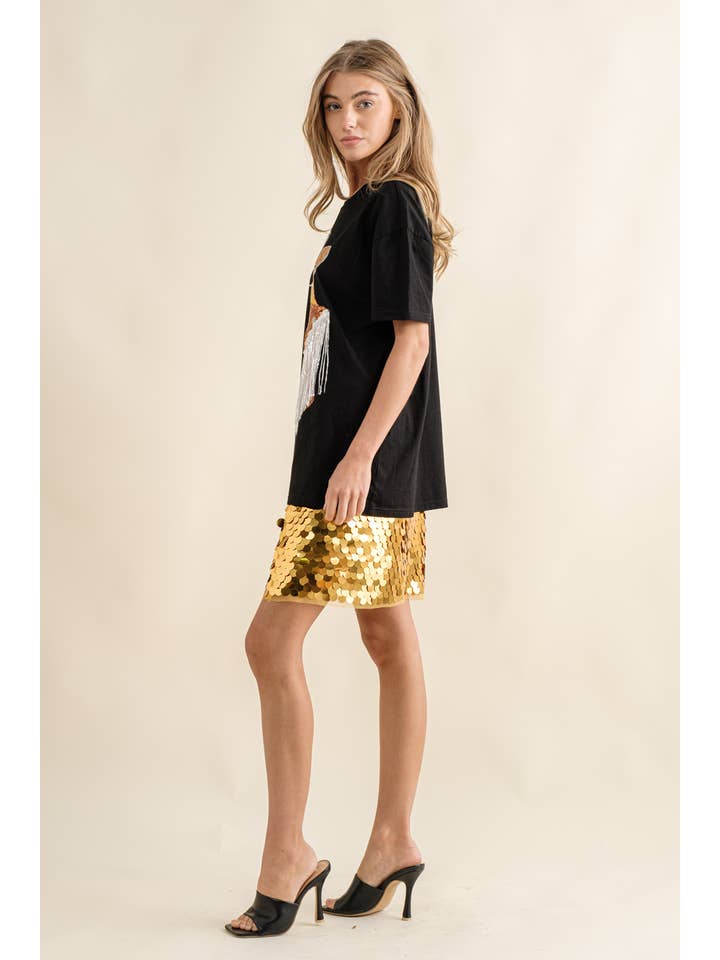 GOLD 32607S - Mirrored Disco Large Sequin Waist Mini Skirt for wholesale on Faire5