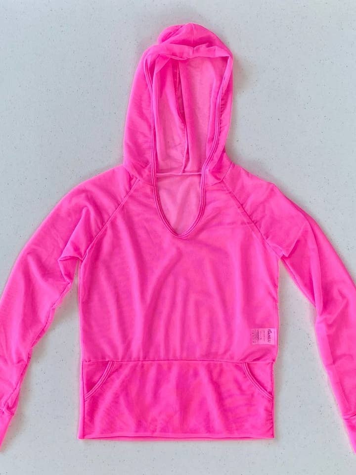 Mesh Hoodie Neon Pink for wholesale by Fanilu