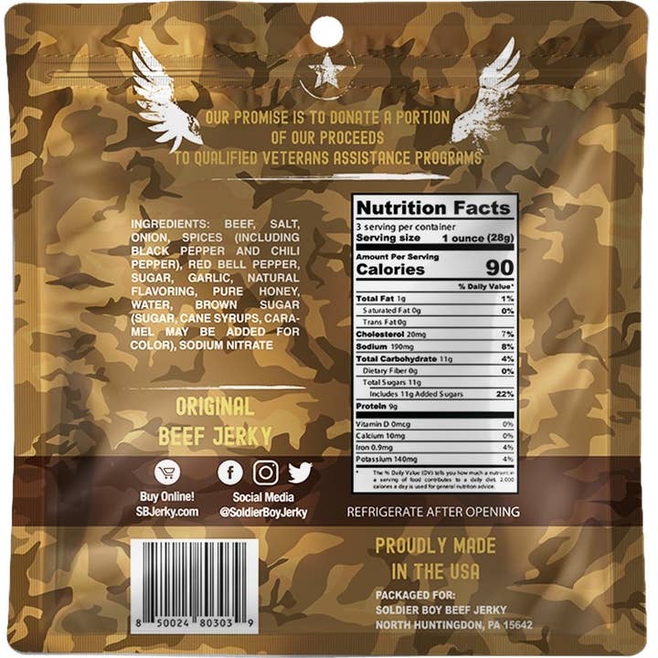 Soldier Boy Beef Jerky - Wholesale Jerky - Original Beef Jerky - 3oz bag