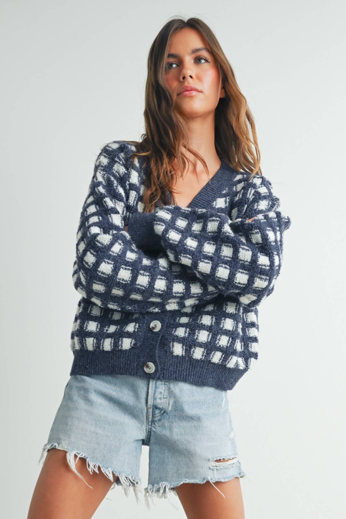 BUTTERMELON – Engroshandel Cardigan - Dame – Cropped V-hals Cardigan - BMC751943