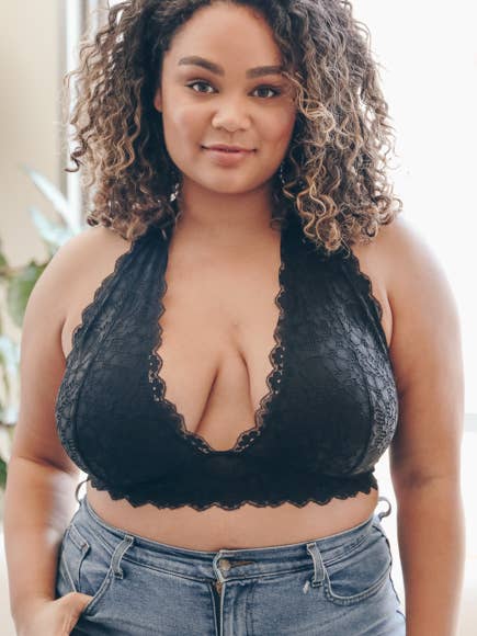 Leto Accessories - Wholesale Bralette - Women's - Plus Size Lace Halter Bralette