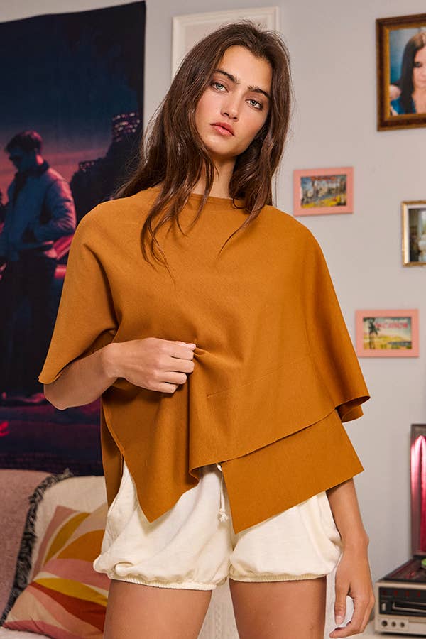 Ivory IT2115 Asymmetric & Crossover Hemline Poncho Top for wholesale on Faire15