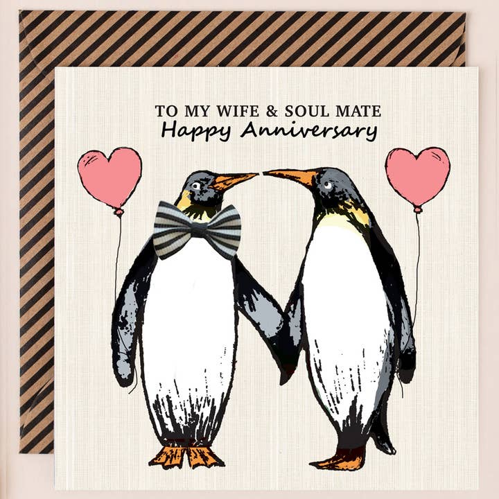 Pinguïn Vrouw Jubileumkaart voor wholesale door Apple & Clover