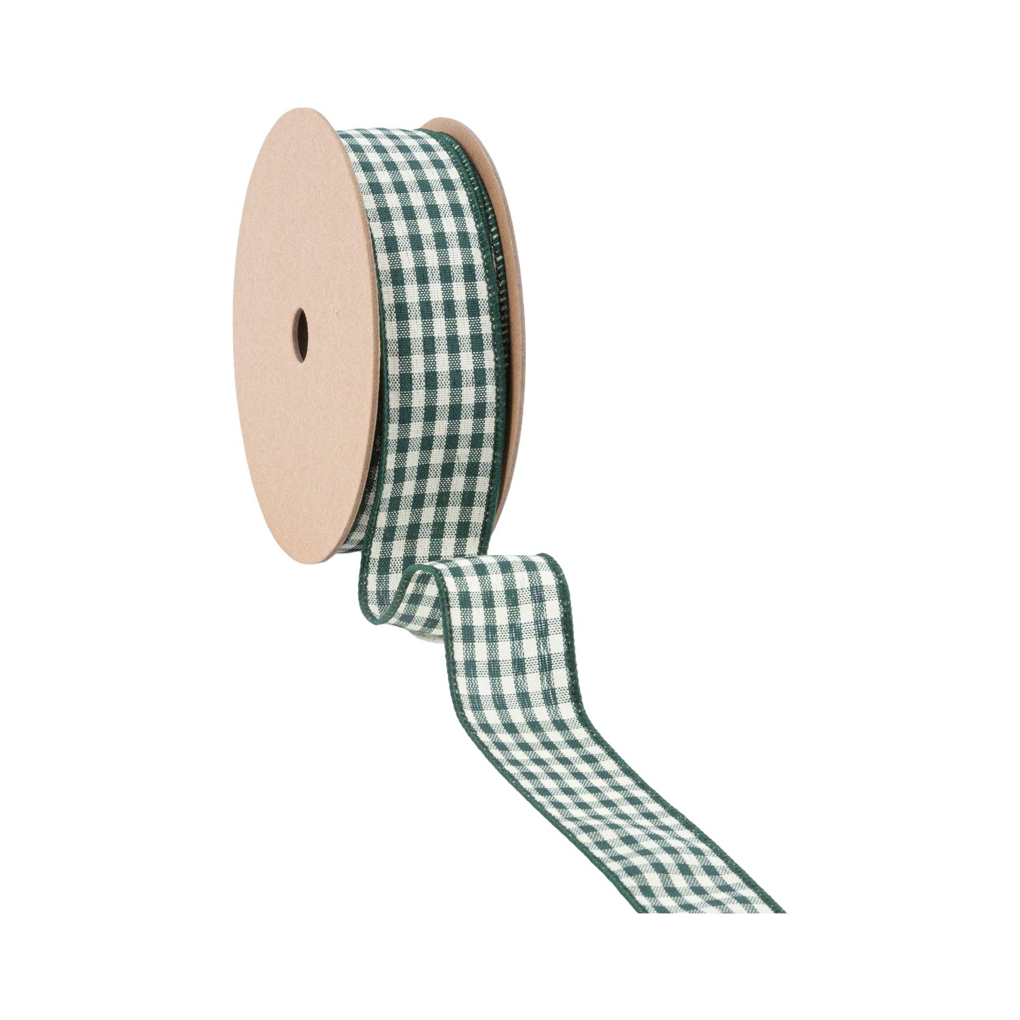 LA Ribbons Wholesale - Vendita all'ingrosso Nastri - Confezione regalo - Nastro cablato da 1 1/2" | Quadretti verde/bianco | Rotolo da 10 yard2
