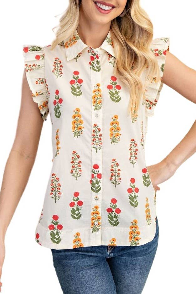Vanilla Monkey - Wholesale Blouse - Women's - Floral Button Up Top0