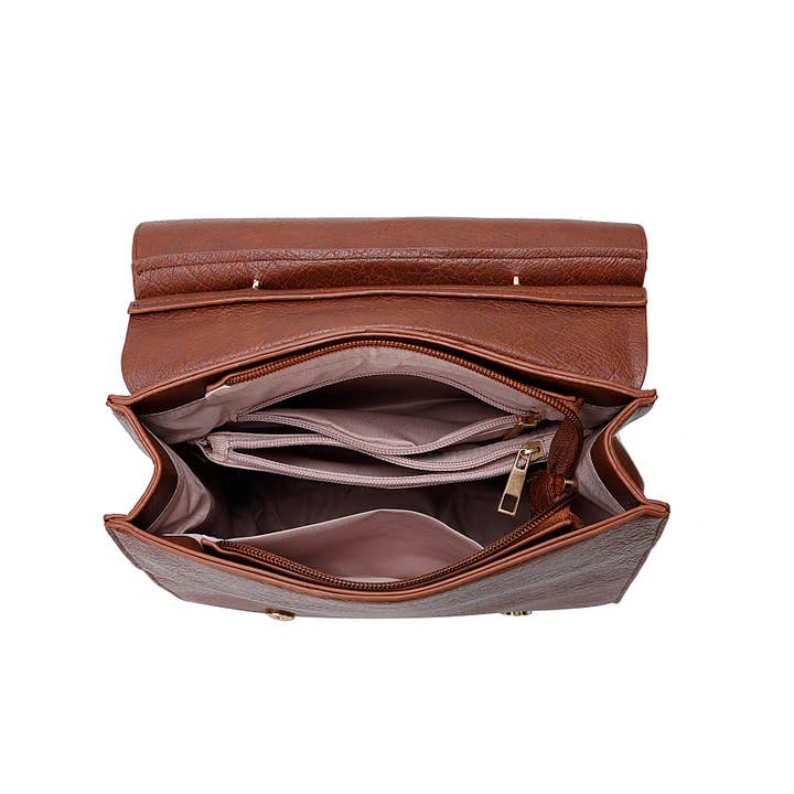 Superbia – wholesale Top handle bag – women's – Classic Two-toned Flap Over Backpack bag- 9356(Carla Range)6