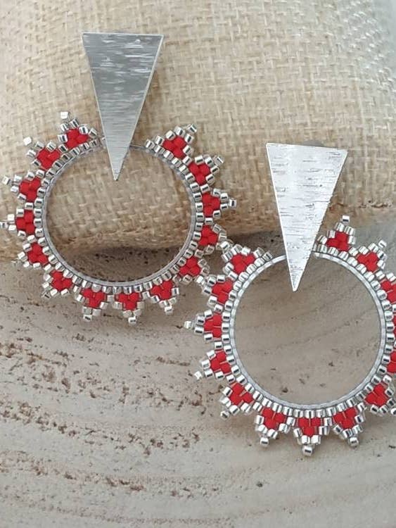 Seed bead lace stud earrings for wholesale by Kalliopi P. Giannoula - Poppygshop