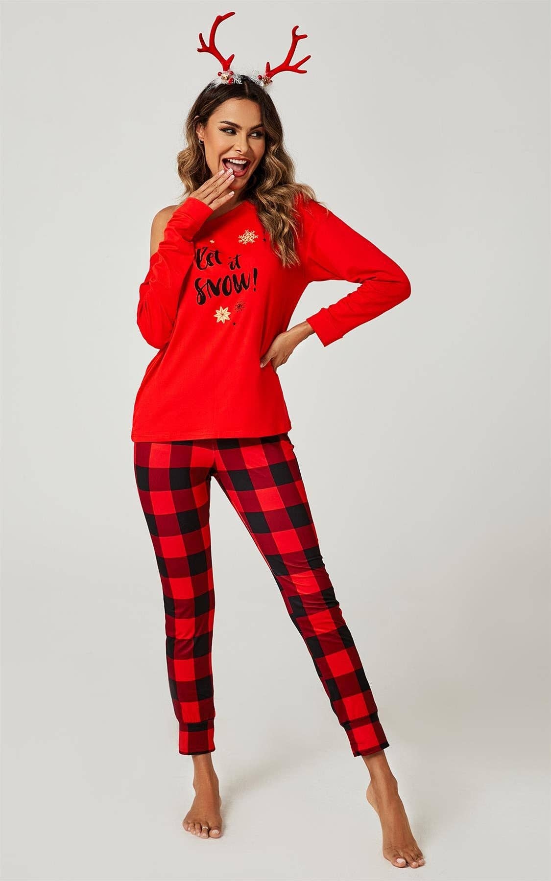 Christmas Long Sleeve SweatShirt Top Trousers Co Ord In Red for wholesale on Faire5