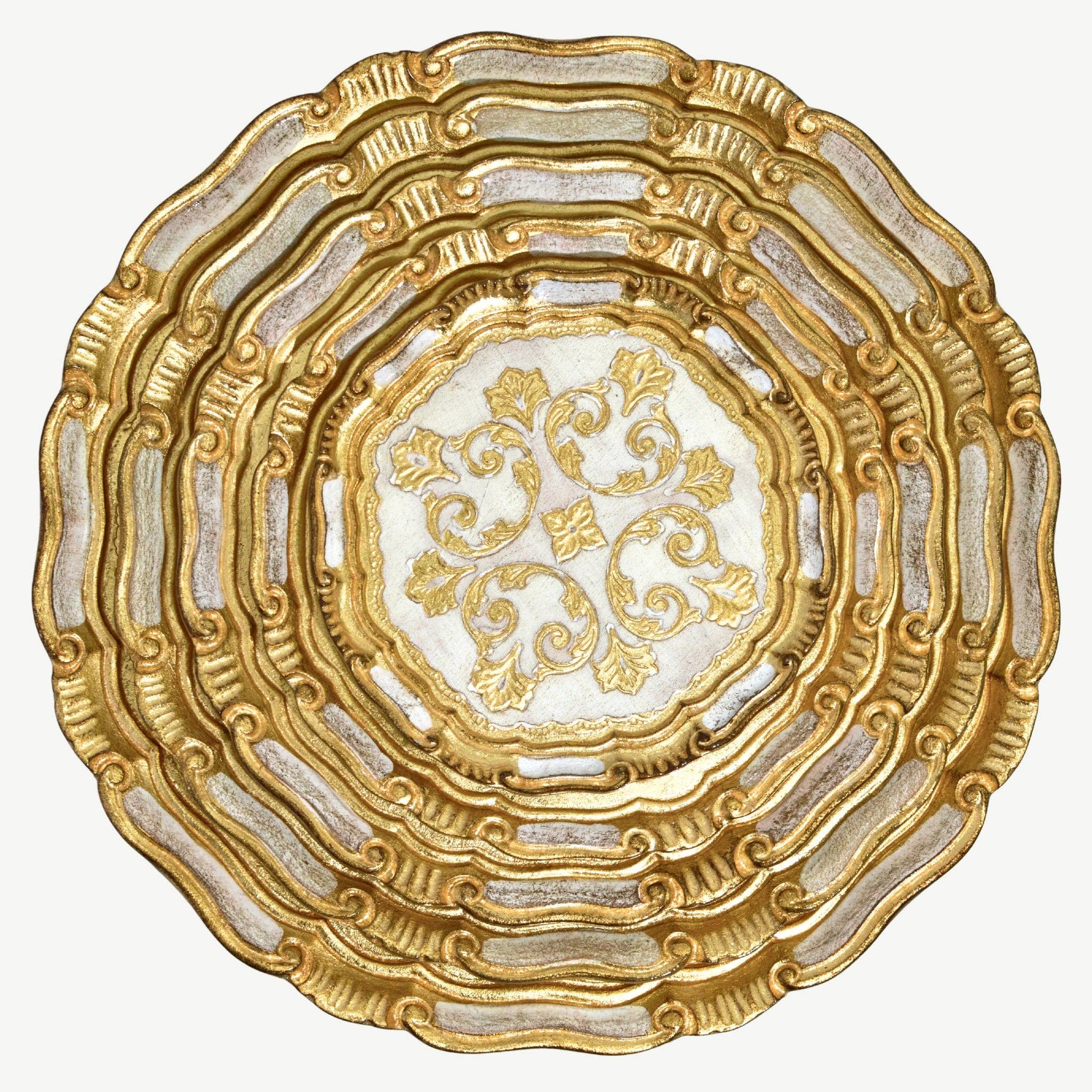 Via Graceffo - Wholesale Decorative Tray - Florentine Carved Gilded Wood Circle Tray, Made in Italy7