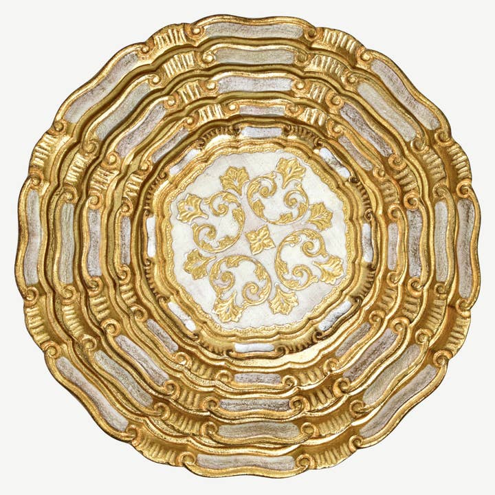Via Graceffo - Wholesale Decorative Tray - Florentine Carved Gilded Wood Circle Tray, Made in Italy7