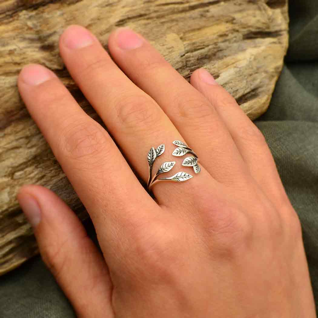 Nina Designs - Wholesale Cocktail/Statement Ring - Sterling Silver or Bronze Leaf Cluster Adjustable Ring3