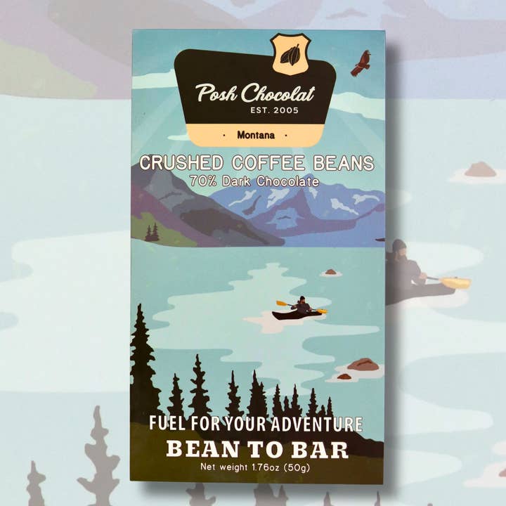Dark Chocolate Bar With Crushed Brazilian Coffee Beans for wholesale by Posh Chocolat