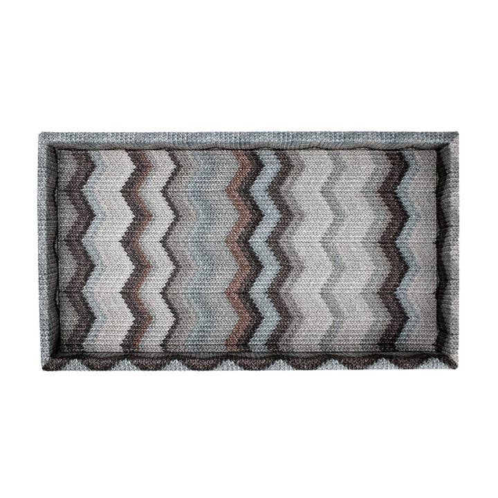 Signature Home Collection GmbH – wholesale Decorative tray – Rectangular synthetic leather zigzag gray cosmetic tray7