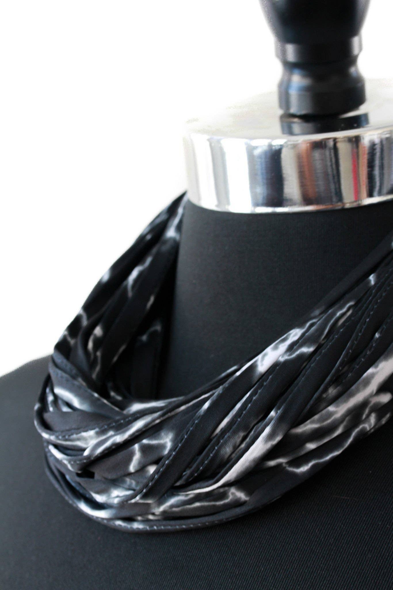 Necknots - Wholesale Scarf - Women's - Infinity Scarf Necklace in Grey, Black and White 'Electric'2