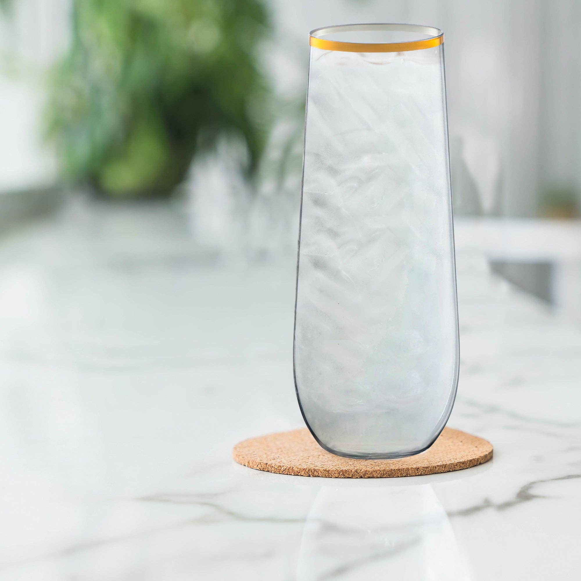 Smarty had a Party – Großhandel Champagnerflöten – 9-oz. Klare Plastik-Champagnerflöten mit goldenem Rand – 64 Stück7