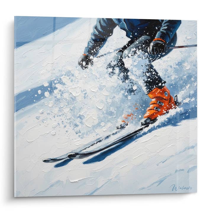 Tableau Skieur en Action - Descente Powder - Edition Ski pour la vente par Walensky