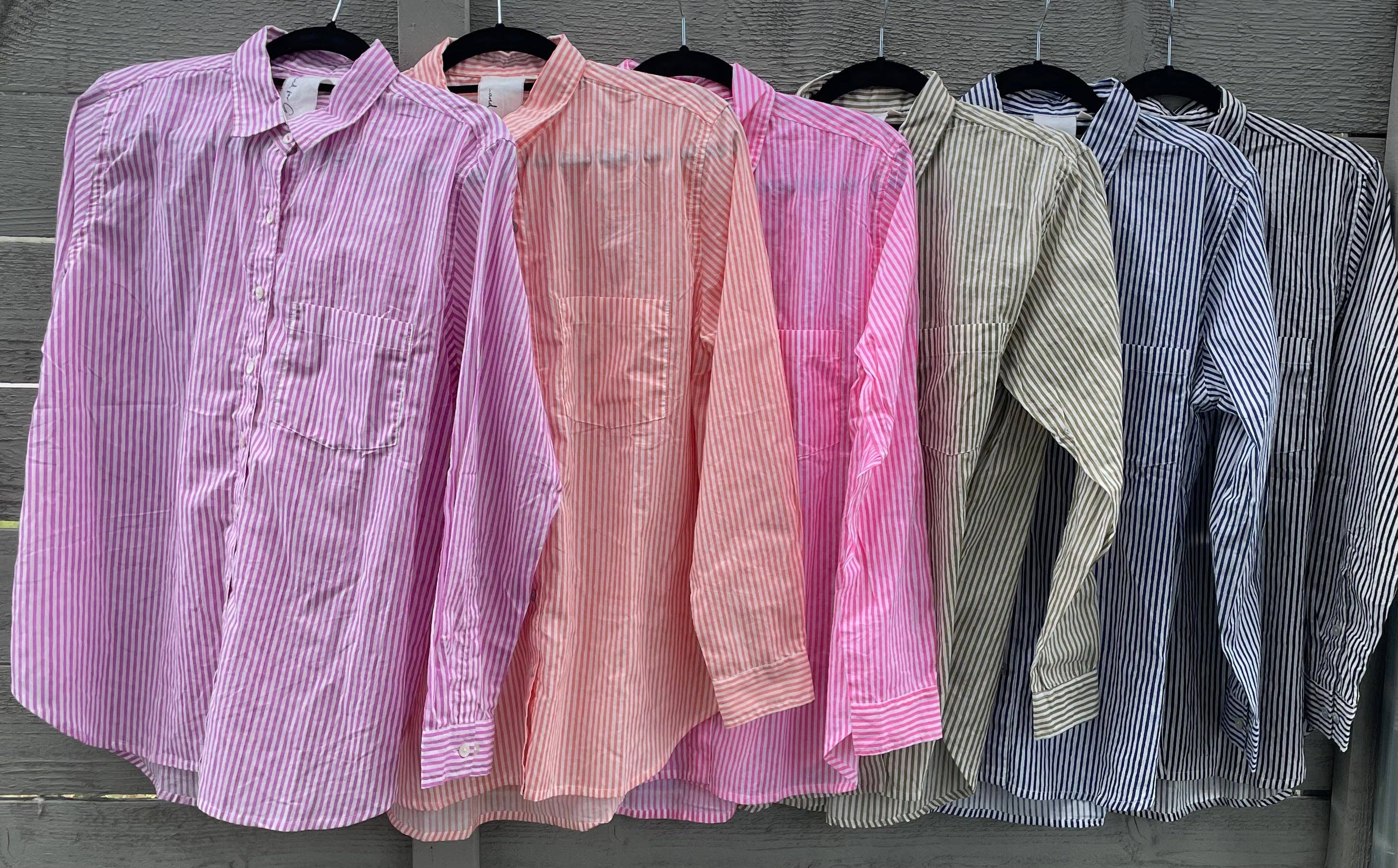 and for Good – Großhandel Hemd mit Button-down-Kragen – Damen – Good Boyfriend Shirt - Herrenmode Stripe Schwarz13