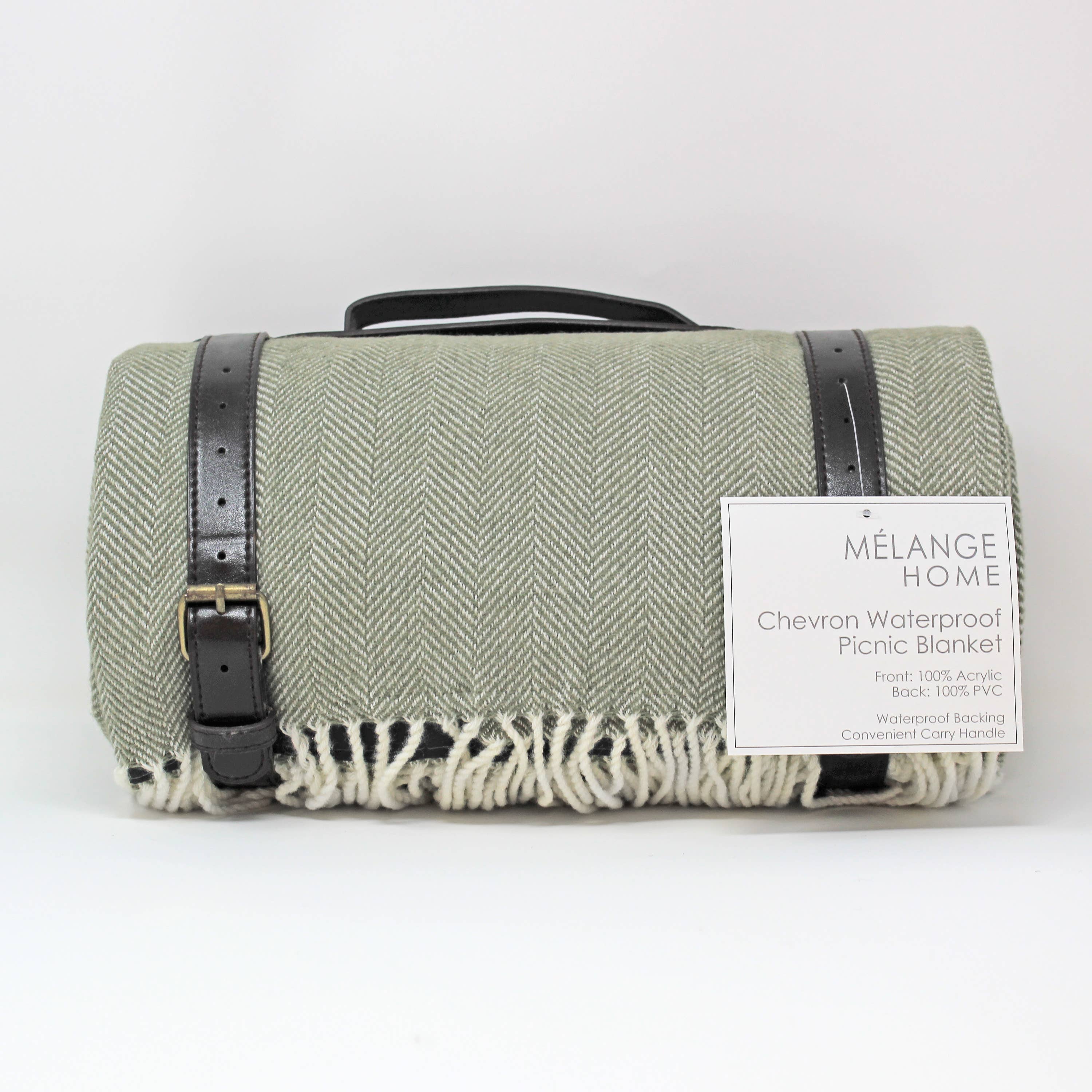 Mélange Home - Vente Nappe de pique-nique - Couverture de pique-nique Chevron avec dos imperméable1