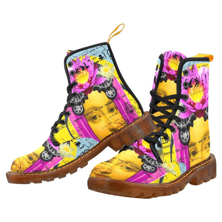 THE BORING HEADDRESS III II II ALT. FACE Women's All Over Print Fabric High Boots for wholesale by Bønes and Balløøns