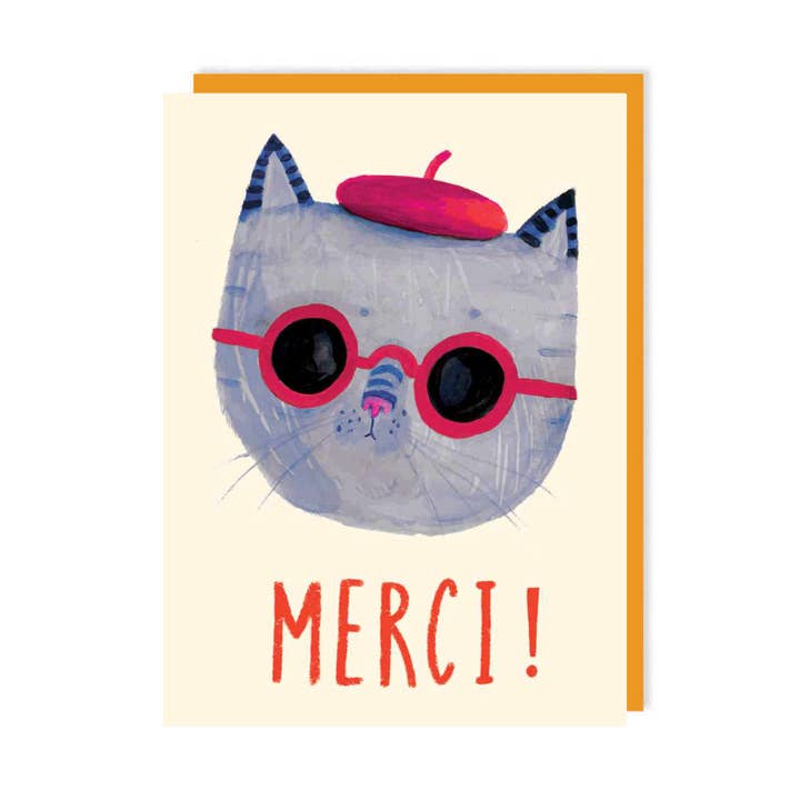 Carte de vœux Merci Chat pour la vente par Charley Rabbit Cards