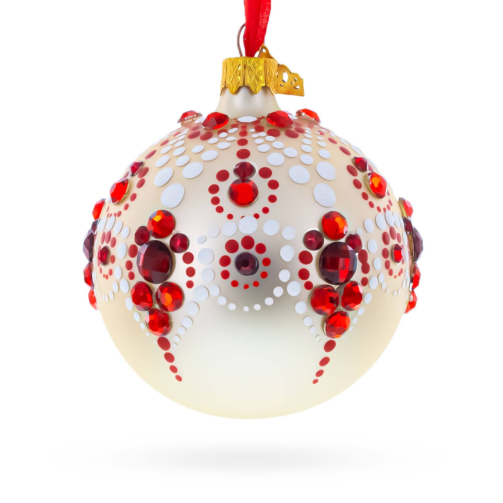 BestPysanky - Wholesale Ornament - Red and Crystal Droplets Festive Glass Ornament1