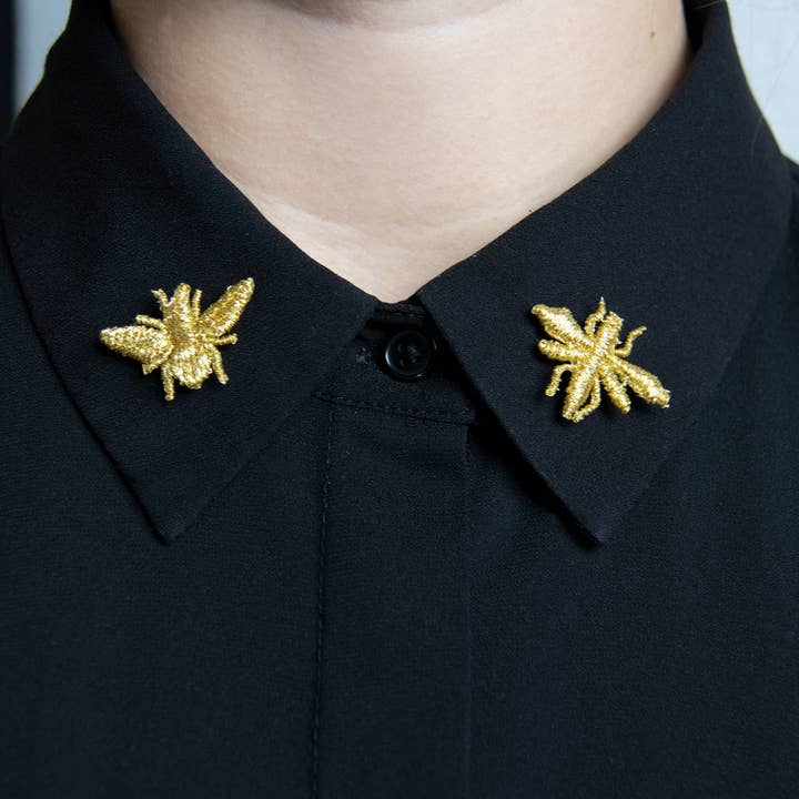 Botanopia USA - gifts , decor and cards for plant lovers - Wholesale Patch - Golden Embroidered Brooches - 3 little Bugs6