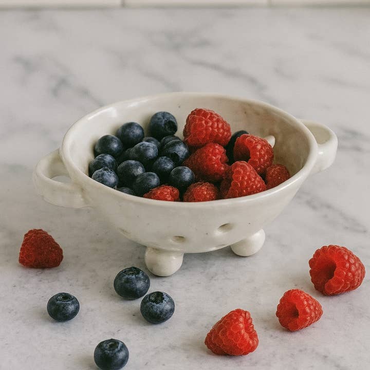 Handmade ceramic strainer basket,berries bowl for wholesale by Design by Pouneh