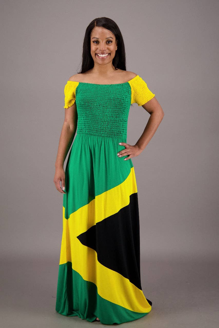 Enkele kleur Reggae Harmony Jamaïcaanse maxi-jurk J-488 voor groothandel op Faire3