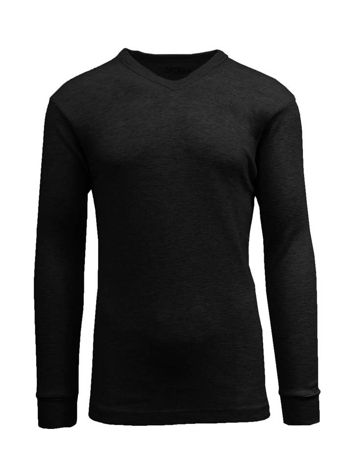 Galaxy By Harvic - Wholesale T-shirt – men's - Galaxy By Harvic Waffle Knit Thermal V-Neck Long Sleeve TEE0