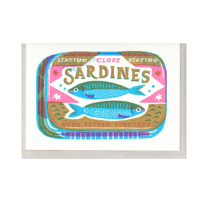 Sardines A6 Card for wholesale by The Printed Peanut Homeware & Stationery