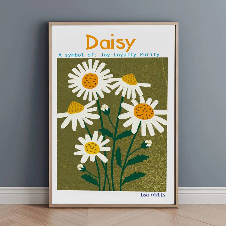 Print A4 - Daisy - Positive Words for wholesale by Lou Mills