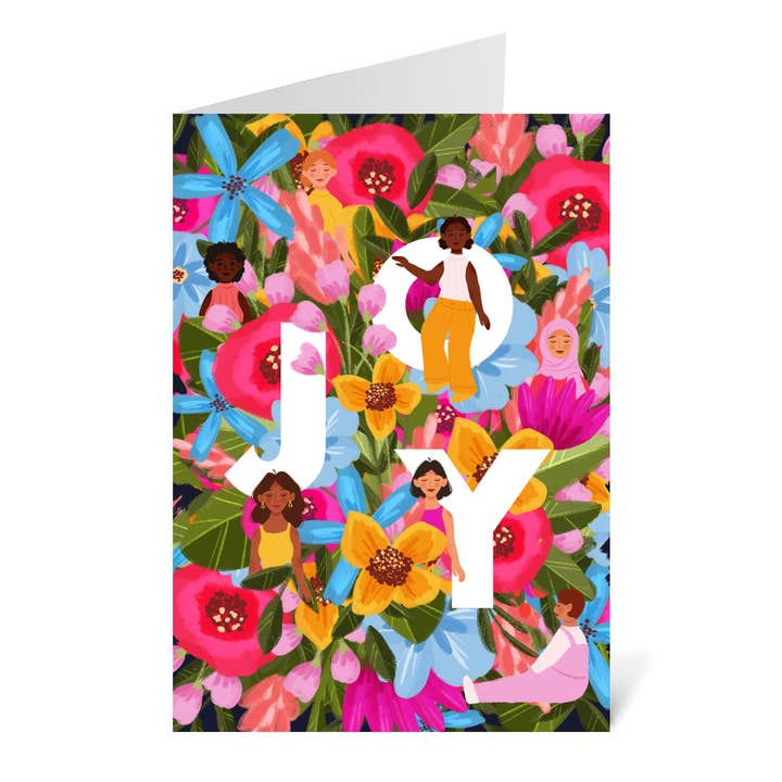 'Joy' Blank Floral Greetings Card for wholesale by Flourish Paperworks